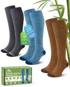 NEWZILL Bamboo Viscose Compression Socks for Women & Men 15-20 mmHg 3 Pairs