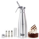 Impeccable Culinary Objects (ICO) ICO005 Professional Cream Dispenser 100% Stainless Steel, 1 L, Silver