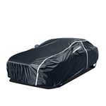 Safego Car Cover 6 Layers Waterproof All Weather Car Full Cover for Automobiles Outdoor Full Cover Sun Hail UV Dust Protection with Zipper, Universal A3-3XXL,Black(Fits Sedan 193 inch to 207 inch )