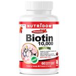 Nutridom Biotin Capsules 10000mcg for Hair Growth, B7-Vitamin Supplements, Supports Healthy Hair, Skin and Nails, Vegan, Non-GMO, Gluten-Free, Dairy & Soy Free (60 Count)