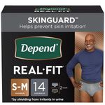 Depend Real Fit Adult Incontinence Underwear for Men, Maximum Absorbency, S/M, Black & Grey, 14 Count