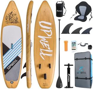 UPWELL Inflatable Stand Up Paddle Board with Kayak Seat, Premium SUP Modular Paddle Boards for Adults, 10’6”Blow up Paddle Boards 6”Thick, Classic Wood