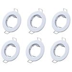 Hsthe Sea Set of 6 Recessed Light Frames, Ceiling Mounting Frame, Recessed Spotlight Set, Mounting Frames in Aluminium (LED/Halogen/GU10/MR16/PAR16/50 mm) White