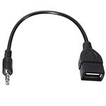 AUX to USB Adapter, 3.5mm Male Aux Audio Jack Plug to USB 2.0 Female Jack OTG Cord Converter Cable Lead for Car Stereo, MP3, CD Player, Truck Vehicle, Car Need Decoding Function (Black)