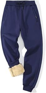 Gihuo Men Sweatpants Sherpa Fleece Lined Sweatpants Winter Thermal Active Outdoor Sports Track Jogger Pants(Navy-L)