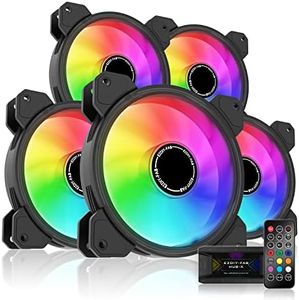 EZDIY-FAB 120mm Computer Case Fan,Motherboard Aura Sync Fan,High Airflow,Speed Adjustable,Addressable RGB Fan with Fan hub X and Remote-5 Pack