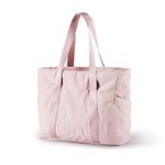 bagsmart Tote Bag, Tote Bags for Women, Handbags & Shoulder Bags with Yoga Mat Buckle for Travel, Beach, Gym, Work, School,Medium(Pink)