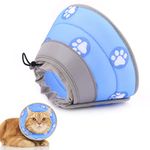 Supet Cat Cone Collar Soft to Stop Licking After Surgery, Adjustable Soft Cat Recovery Collar for Small Dogs, Puppies and Kittens (Blue, M)