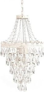 Tadpoles Pendant Chandelier - White Diamond | 12" x 12" x 20" | Hardwired Installation | Uses One Medium-Base E26 Light Bulb - 40 Watts Max | Features a Metal Frame with Acrylic Beading & Dangles