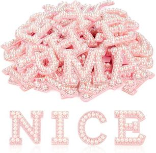 ASTARON 52 Pcs Self Adhesive Letter Patches Pearl Rhinestone Letter Stickers, Glitter Rhinestone Letters A-Z Embroidered Applique Patches Alphabet Cloth Patch for Clothes, Bags, Hat, Phone Case, DIY