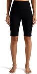 Colorfulkoala Women's High Waisted Biker Shorts with Pockets - 10" Inseam Workout Yoga Shorts Running Tights (S, Black)