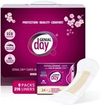 Genial Day - Cotton Panty Liners, Vegan & Non-Toxic Liners, Cotton Panty Liners for Women with Far-IR Anion Strip, Soft & Breathable, 6.1 Inches Long (Regular), 216 Liners, 9 Packs X 24 Cotton Liners