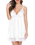 Avidlove Women Satin Full Slip Satin Sleepwear Sexy Nightgown Silk Wedding Lingerie for Bride White M