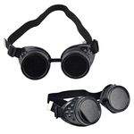 OFKPO Fashion Vintage Cosplay Style Retro Windproof Steampunk Goggles, Welding Retro Glasses (Black)