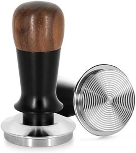 Caffobiz 54mm Spring-Loaded Calibrated Tamper for Espresso Machines, with Wooden Design, 304 Stainless Steel Ripple Base, Coffee Accessories