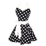 Lovely Sweetheart Black Retro Kitchen Aprons Woman Girl Cotton Polka Dot Cooking Salon Pinafore Vintage Apron Dress Gift