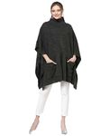 513 Women Girls Acrylic Winter Wear Knitted Open Front Self Design Kimono Shrug Wrap,Charcoal