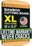 Greener Chef #1 Best ORGANIC Bamboo Wood Cutting & Kitchen Chopping Board with Groove - FDA Compliant with No Risk - Extra Large - Perfect Wedding or Housewarming Gift