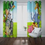 MUZHILI Jungle Blackout Curtains for Kids Bedroom, Cartoon Safari Curtains for Living Room, Childrens Bedroom Curtains, Thermal Nursery Eyelet Curtains for Girls Boys (W168cm (66") x D137cm (54"))