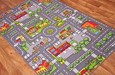 Children’s Grey Roads Car Activity Play Mat Educational Toy Nursery Room Bedroom Educational Animal Rug 100cm x 165cm