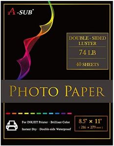 A-SUB Premium Double Sided Photo Paper Luster 8.5 x 11 Inch 74lb for Inkjet Printers 40 Sheets