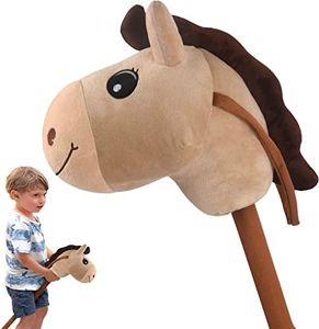 WALIKI Stick Horse Toy for Boys and Girls | Cool Cowboy Ride-On Toy | Fun Birthday Gift for Kids Ages 3 4 5 6 | Active Pretend Play for Toddlers & Preschoolers (Beige)