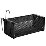 1 Door Humane Live Animal Cage Trap, Metal Mesh Material Mouse Traps for Rat, Mouse, Hamster, Gopher, Chipmunk, Weasel and Other Small Mouse (Black)