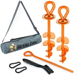 ROYAL PAW Dog Tie Out Stake - Heavy Duty Dog Stake for Large Dogs up to 210 lbs, Dog Stakes for Outside, Dog Anchor, and Dog Gadget | Use Any Dog Tie Out Cable or Dog Yard Leash (O2-Orange (2-Pack))