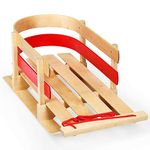 Goplus Wood Sled, Snow Wood Sled Pull Steering Slider Sleigh Toboggan with Solid Wood Seat Pulling Rope, for Kids Toddlers (29")