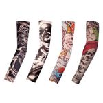 Tabanzhe 4 pcs Fashion Temporary Tattoo Sleeves Arm Sun Protection Tribal, Floral, Dragon, Fish Patterns, Nylon Arm Sleeves, Fancy Dress Party, Suitable for Adults, Children and Outdoor Activities