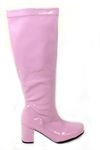 LADIES WOMEN'S GIRLS FANCY DRESS 1960'S 70'S KNEE GO GO RETRO BOOTS (UK 6, PINK)