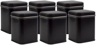 Cornucopia Square Black Metal Tins (6-Pack); for Tea, Gift Boxes, and Storage, 3-Inch Tall, 1-Cup Capacity