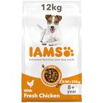 IAMS Complete Dry Dog Food for Senior 8+ Small and Medium Breeds with Chicken 12 kg