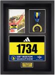 Personalized MedalAwardsRack 3 in 1 Shadow Box Display (Medal, Race Bibs, and Photo Display) – Marathon Medal Display, Marathon Medal Frame, Triathlon and Running Bib Holder. (Black)