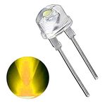 Wizzo (Pack of 100 Pieces 0.5 Watt Super Bright Transparent Yellow LED 8mm 3V DC 2 Pin Light Emitting Diode Lamp Bulb (YELLOW) Multipurpose, For Science Projects DIY Hobby Kit