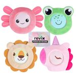 REVIX Boo Boo Ice Packs for Kids, 4 Hot Cold Gel Packs Reusable with Cloth Covers, Toddler Ice Pack for Pain Relief, Bumps & Bruises, Wisdom Teeth, Cold Compress for Children Fever