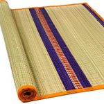 Charqoal Korai Grass Mat 3.5 X 6 Feet (42 X 72 Inch) Large Size Versatile Rectangular Bed Mats/Yoga Grass Mat/Floor Mat/Sleeping Mat/Korai Pai/Sleep Chatai Foldable Both Side Usable At Home (Orange)