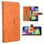 Asuwish Compatible with Samsung Galaxy S5 Wallet Case Leather Flip Cover Card Holder Stand Cell Accessories Folio Phone Cases for Glaxay S 5 Neo Gaxaly 5S Galaxies GS5 G900A G900T Women Men Brown