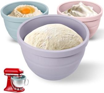 Forenee Foldable Silicone Bowl Liners for KitchenAid Tilt-Head 5 Qt Only – 600g Extra-Thick Inserts with Hanging-Hole Lids – Air-Channel Easy Release – Dishwasher Safe, Microwave & Freezer Safe