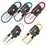 VisioSound 5 x 6.35mm 1/4" Stereo TRS Jack to TRS Jack Lead/Balanced Signal/Audio Patch Cable (Multi-Coloured, 1m, Pack of 5)