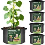 T4U 15 Gallon Plant Grow Bags with Handle Pack of 5, Large Fabric Pots Growing Bag, Heavy Duty Nonwoven Planter, Thickened Breathable Growbag for Potato Tomato Tree Strawberry Vegetables Outdoor
