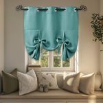 PONY DANCE Blackout Shades Bathroom Curtain - Tie Up Curtain Roman Balloon Shade Small Window Curtain Covering for Cafe/Kitchen, 46 Wide by 63 Inches Long, Sea Teal