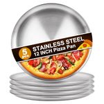 DAJAVE 5Pcs 12 Inch Pizza Tray Stainless Steel Pizza Pan 30cm Pizzas Pan for Oven Non Stick Oven Pizzas Tray for Baking, Healthy and Durable, Dishwasher Safe