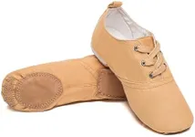 MSMAX Jazz Shoes for Women Girls Split Sole Canvas Ballet Dance Teaching Flats Tan 8.5 M US Women