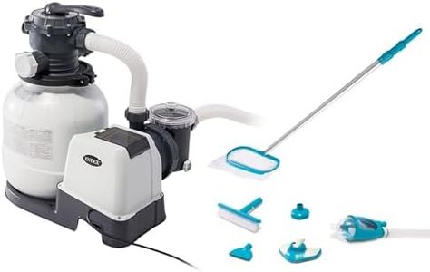 Intex 2100 Gallon Per Hour Above Ground Pool Sand Filter Pool Pump with Deluxe Pool Maintenance Kit and Automatic 24 Hour Timer