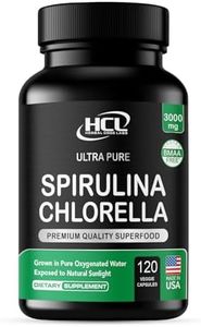 Chlorella Spirulina Powder Capsules Organic 3000 mg of BMAA Free Purest Blue Green Algae - Best Natural Detox Raw Vegan Vitamins Protein Green Superfood - Made in USA