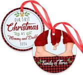 Baby First Christmas Ornament 2024 - Family Christmas Ornaments 2024 - Babys First Christmas Ornament - Family of 3 Christmas Ornament, Family of Three Ornament 2024 - Ceramic Christmas Ornament