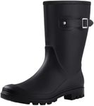 Evshine Women's Mid Calf Rain Boots Waterproof Garden Shoes Matte Black, 38