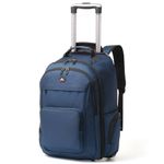 WIRABO 17.3 inch Backpack with Wheels, Travel Wheeled Backpack for Men Women Rucksack on Wheels Business Weekend Bag Flight Approved Overnight Business School Blue