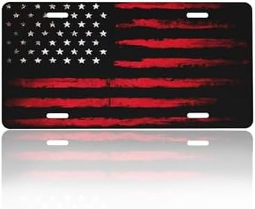 GACCAP Front License Plate Cover Car Decor Accessory Aluminum Metal Rust-Proof US Car Plate Novelty Vanity Tag Cover with 4 Holes for Men Women 6 * 12 in - Black Red American Flag